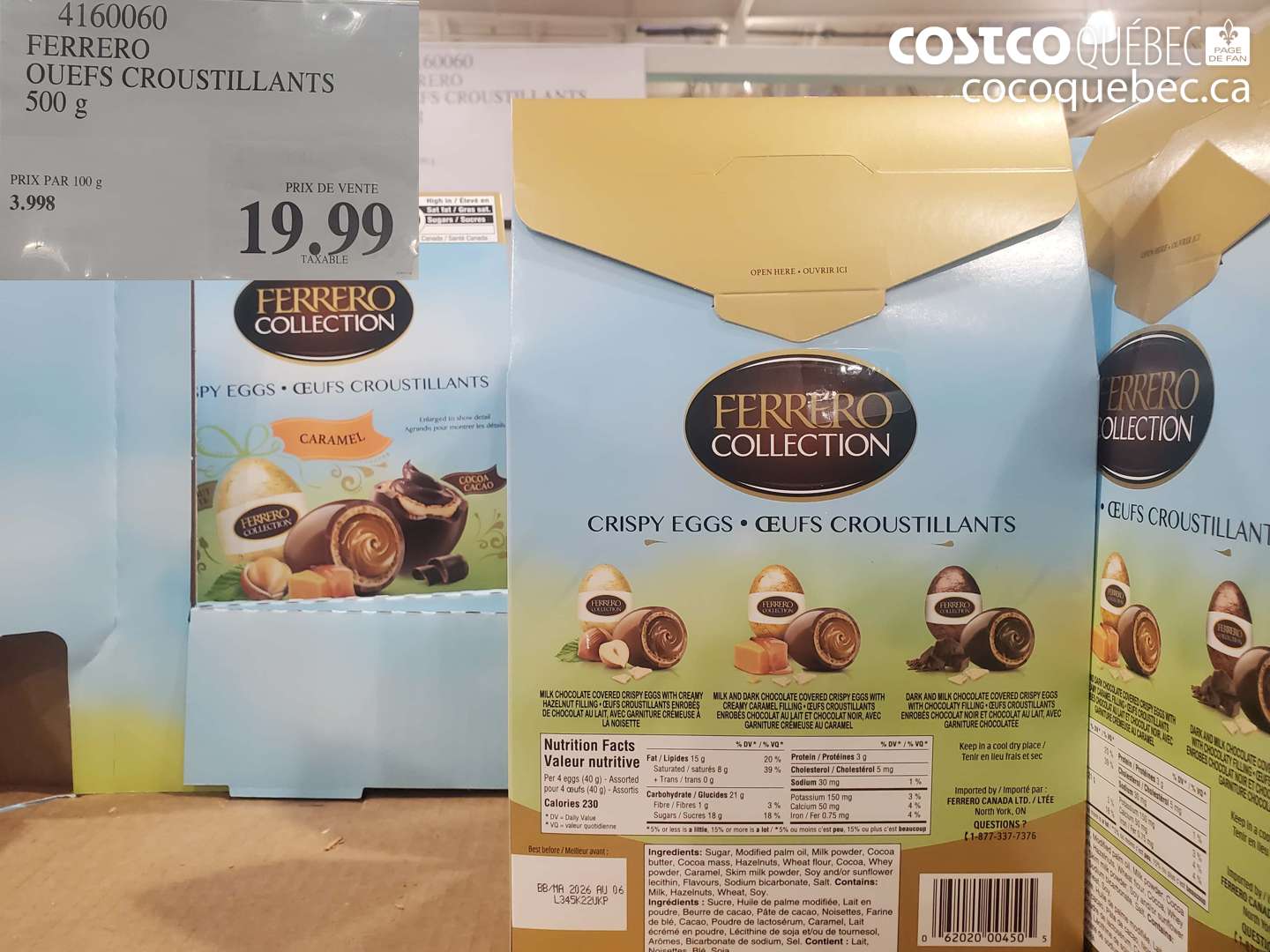 4160060 FERRERO OEUFS CROUSTILLANTS 500 G $19.99