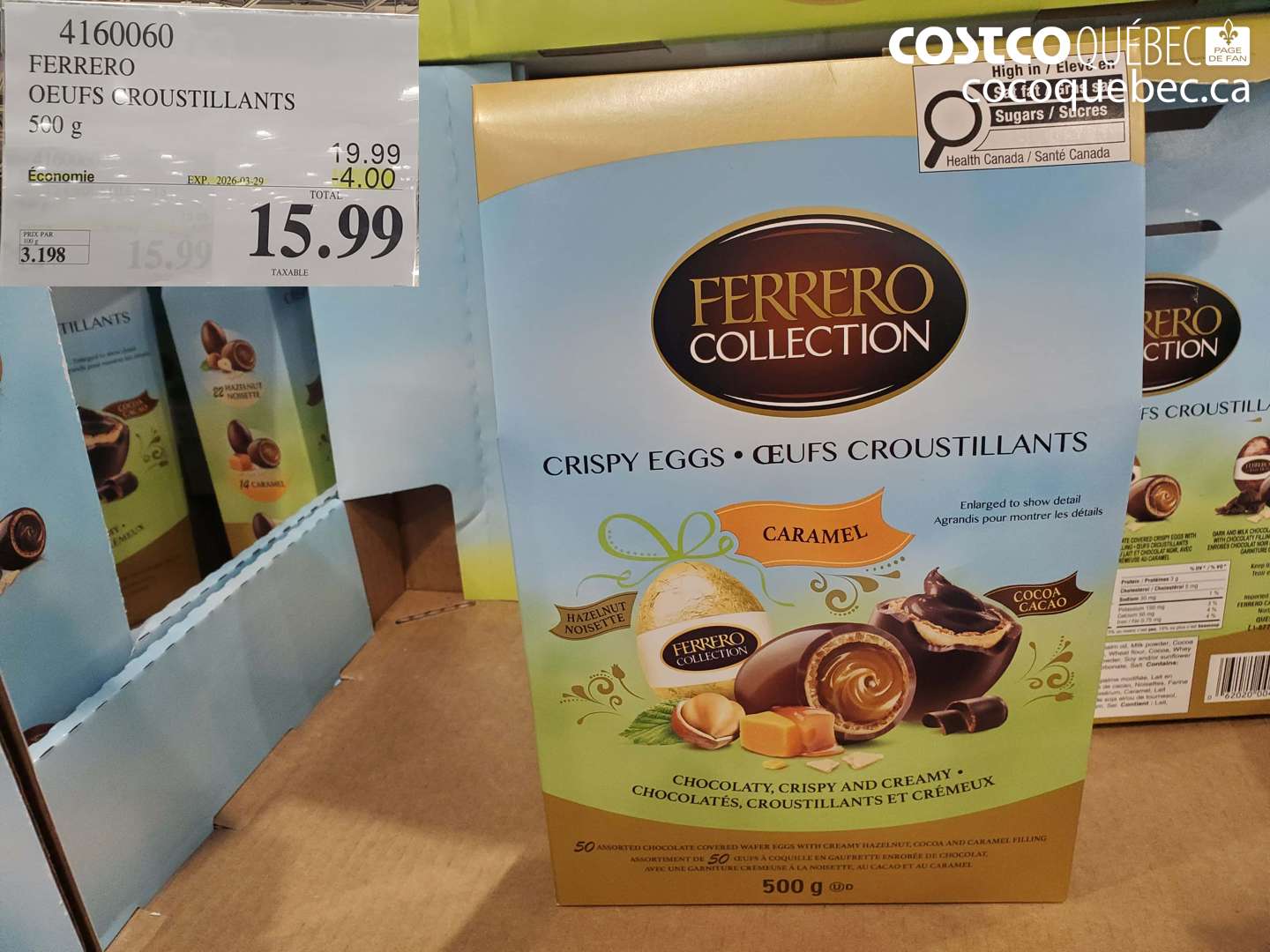 4160060 FERRERO OEUFS CROUSTILLANTS 500 G ($4.00 INSTANT SAVINGS EXPIRES ON 2026-03-29) $15.99