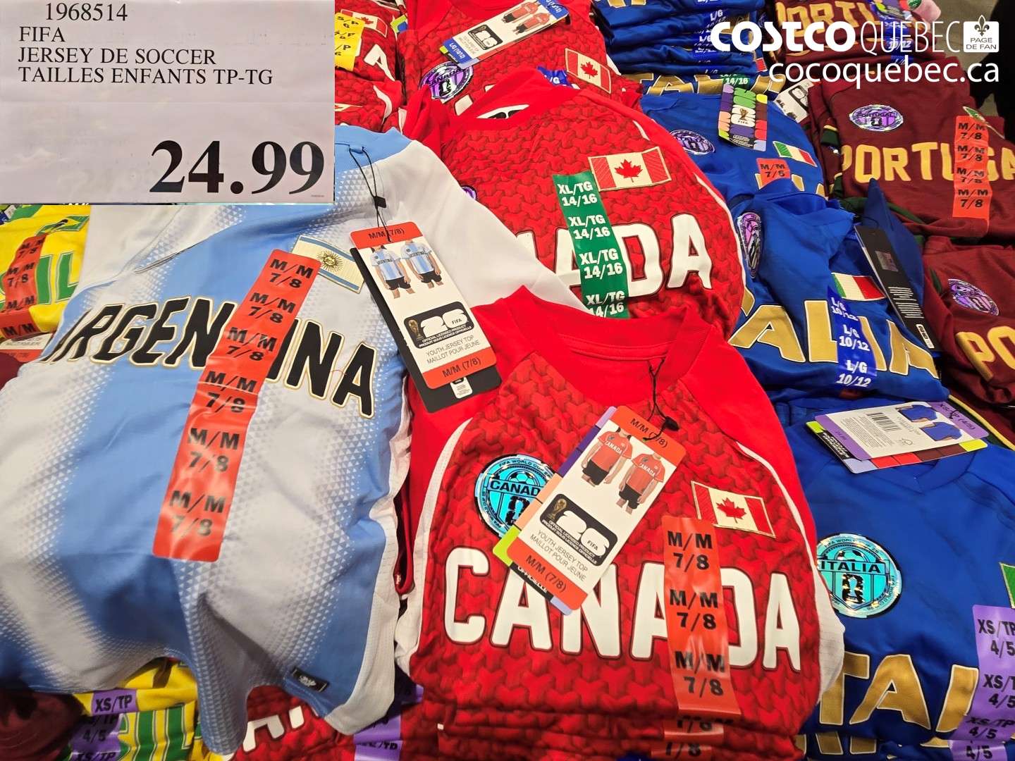 1968514 FIFA JERSEY DE SOCCER TAILLES ENFANTS TP-TG $24.99