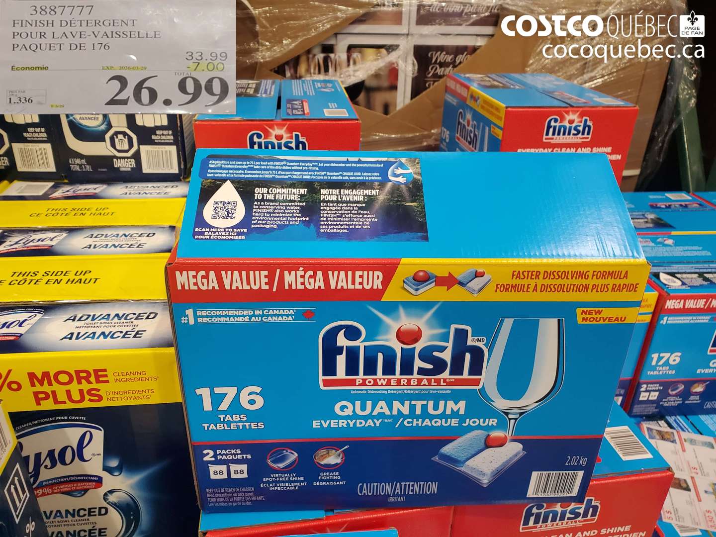 3887777 FINISH DÉTERGENT POUR LAVE-VAISSELLE PAQUET DE 176 ($7.00 INSTANT SAVINGS EXPIRES ON 2026-03-29) $26.99