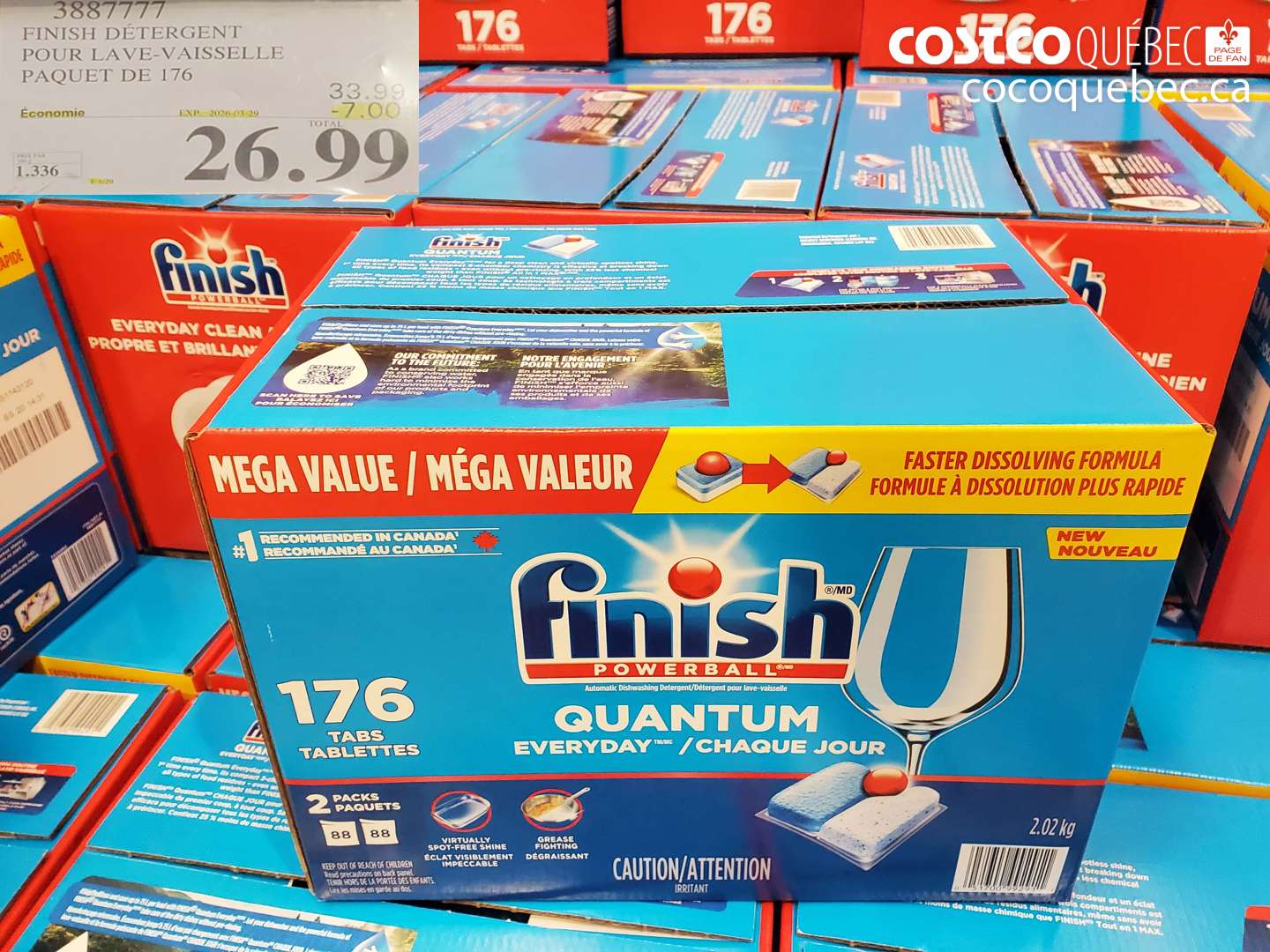 3887777 FINISH DÉTERGENT POUR LAVE-VAISSELLE PAQUET DE 176 ($7.00 INSTANT SAVINGS EXPIRES ON 2026-03-29) $26.99