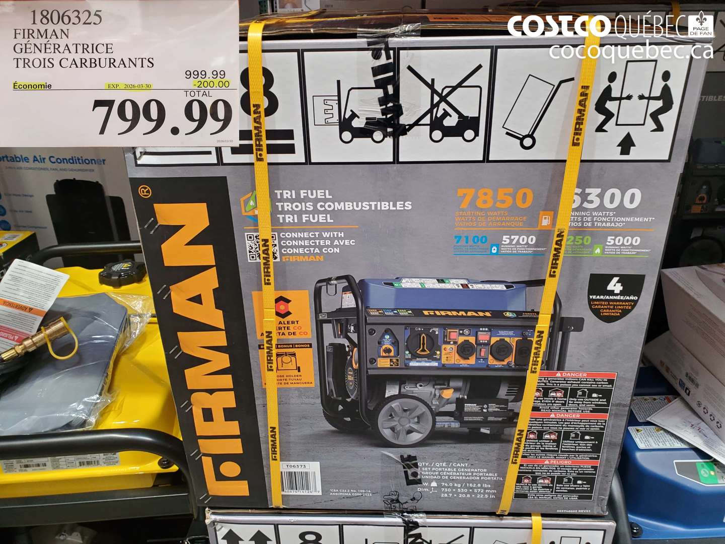 1806325 FIRMAN GÉNÉRATRICE TROIS CARBURANTS ($200.00 INSTANT SAVINGS EXPIRES ON 2026-03-30) $799.99