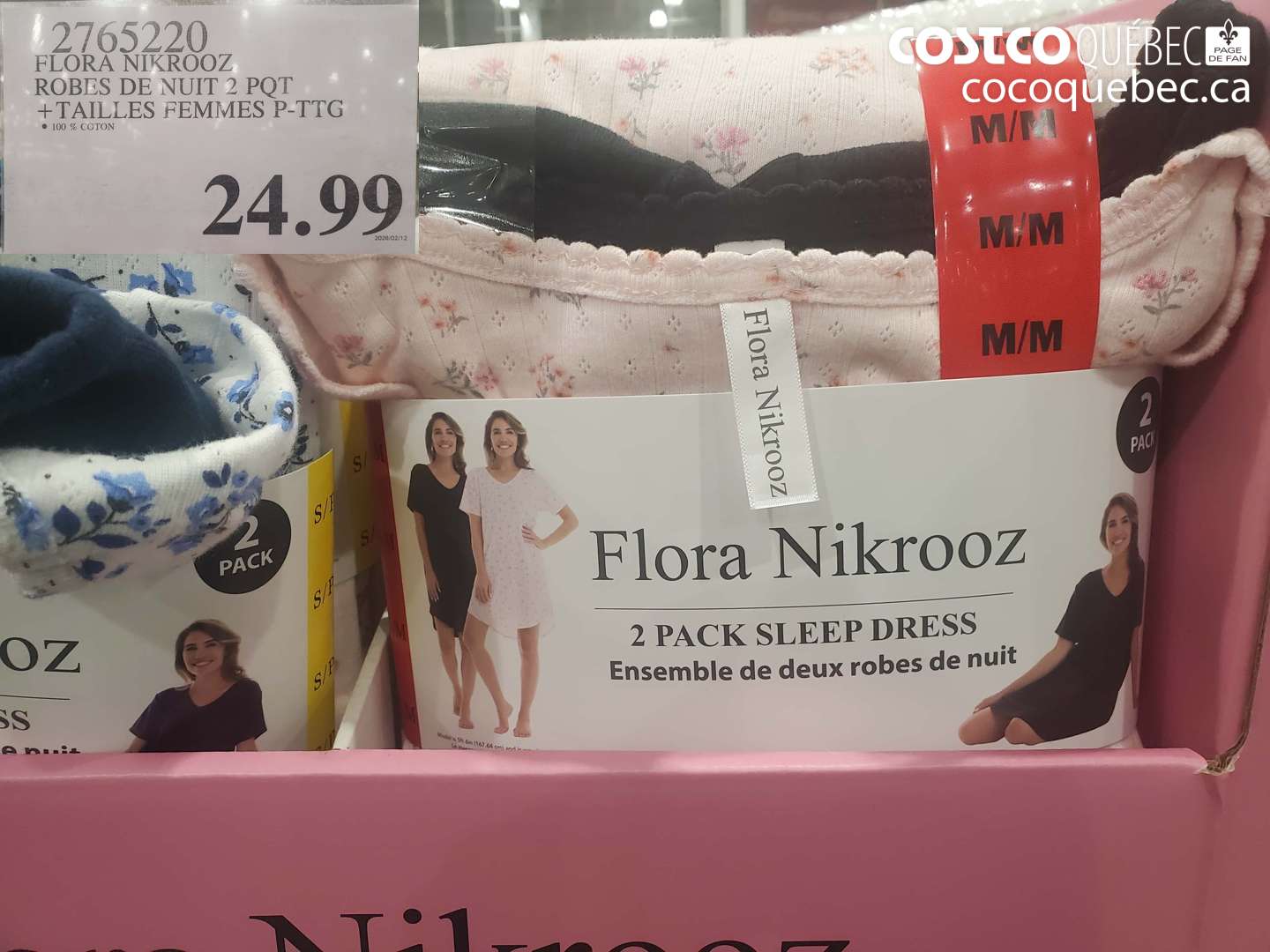 2765220 FLORA NIKROOZ ROBES DE NUIT 2 PQT + TAILLES FEMMES P-TTG $24.99