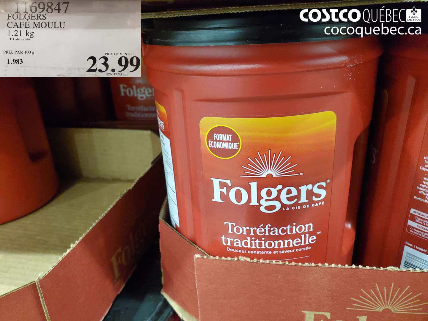 1169847 FOLGERS CAFÉ MOULU $23.99