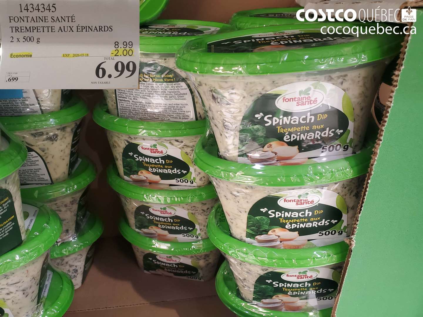 1434345 FONTAINE SANTÉ TROMPETTE AUX ÉPINARDS 2 X 500 G ($2.00 INSTANT SAVINGS EXPIRES ON 2026-03-18) $6.99