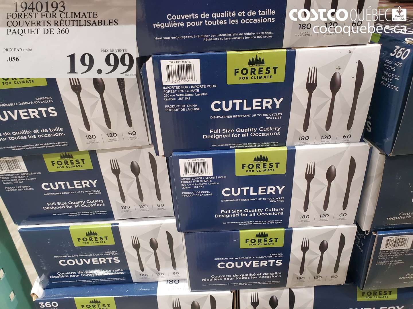1940193 FOREST FOR CLIMATE COUVERTS REUTILISABLES PAQUET DE 360 $19.99