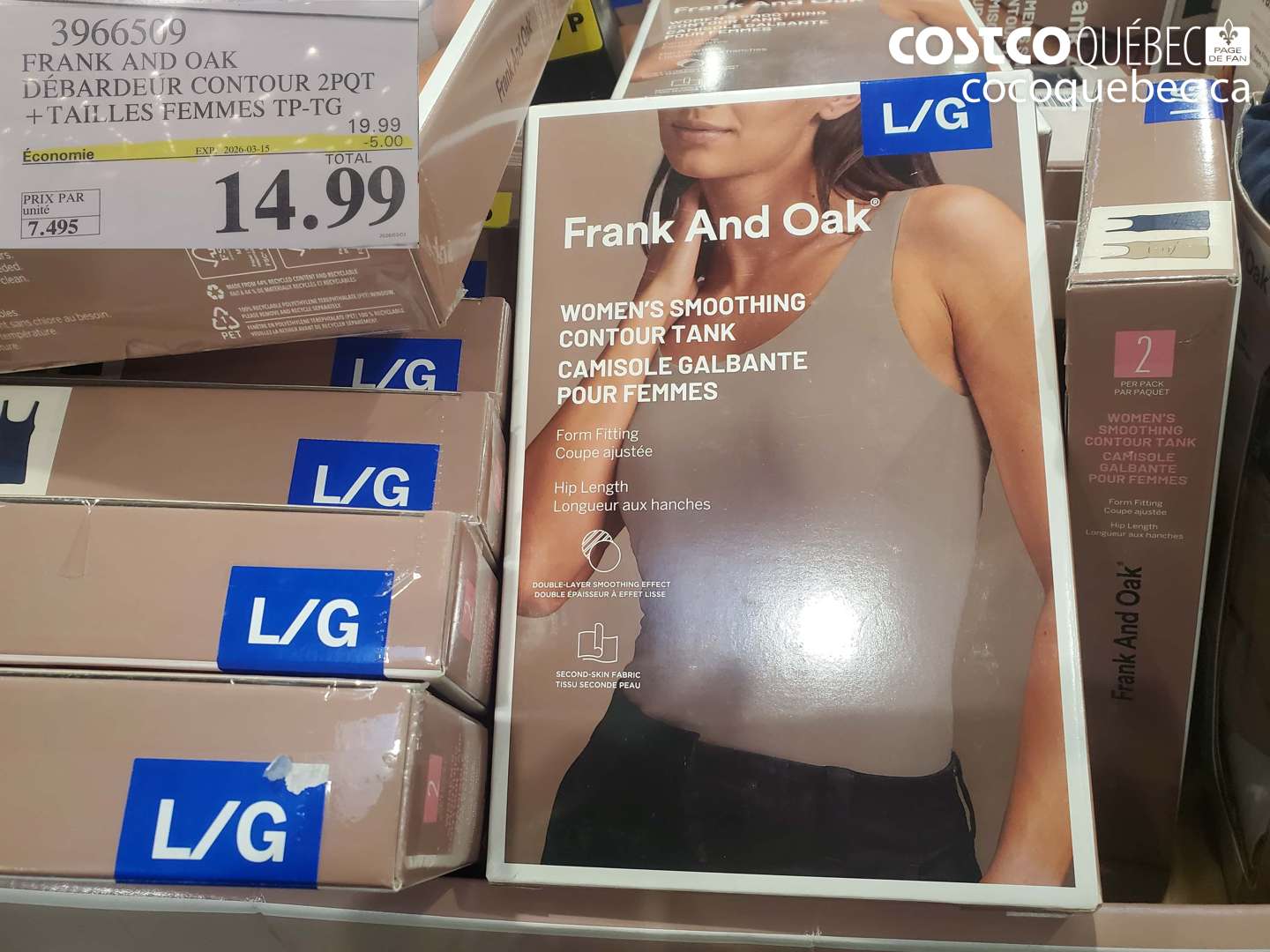 3966509 FRANK AND OAK DÉBARDEUR CONTOUR 2PQT +TAILLES FEMMES TP-TG ($5.00 INSTANT SAVINGS EXPIRES ON 2026-03-15) $14.99