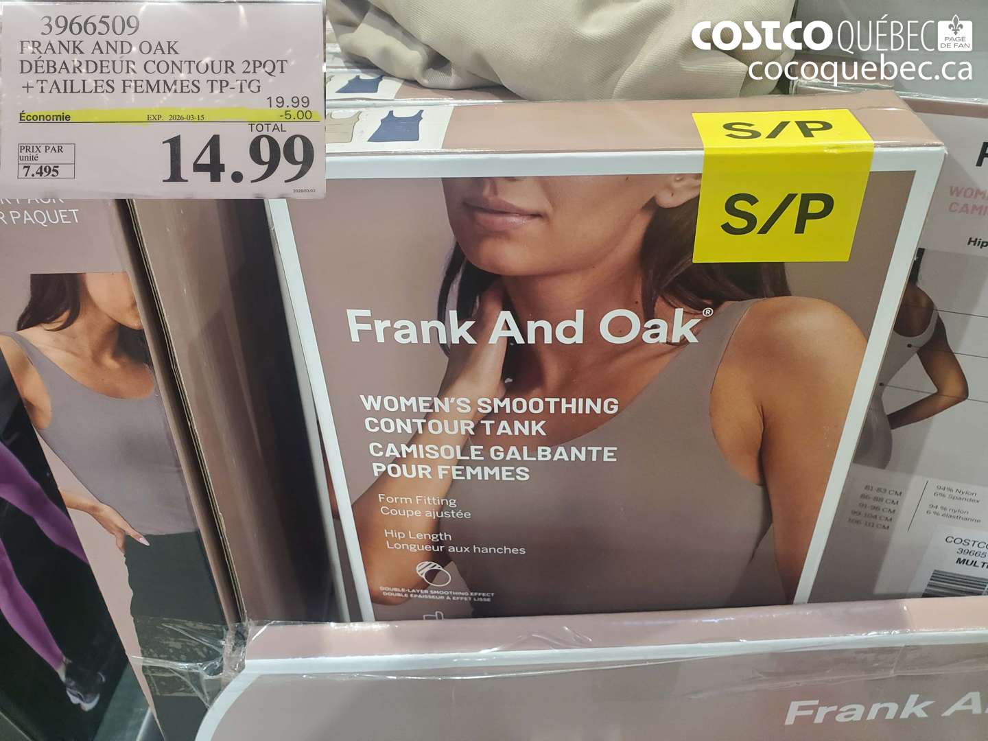 3966509 FRANK AND OAK DÉBARDEUR CONTOUR 2PT + TAILLES FEMMES TP-TG ($5.00 INSTANT SAVINGS EXPIRES ON 2026-03-15) $14.99