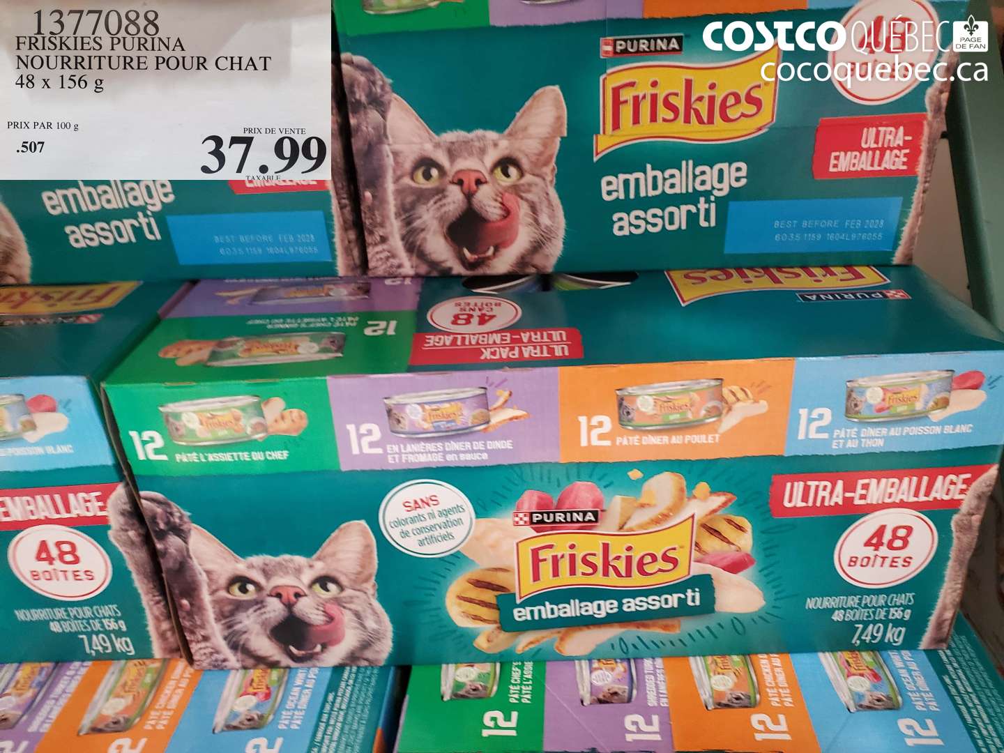 1377088 FRISKIES PURINA NOURRITURE POUR CHAT 48 X 156 G $37.99