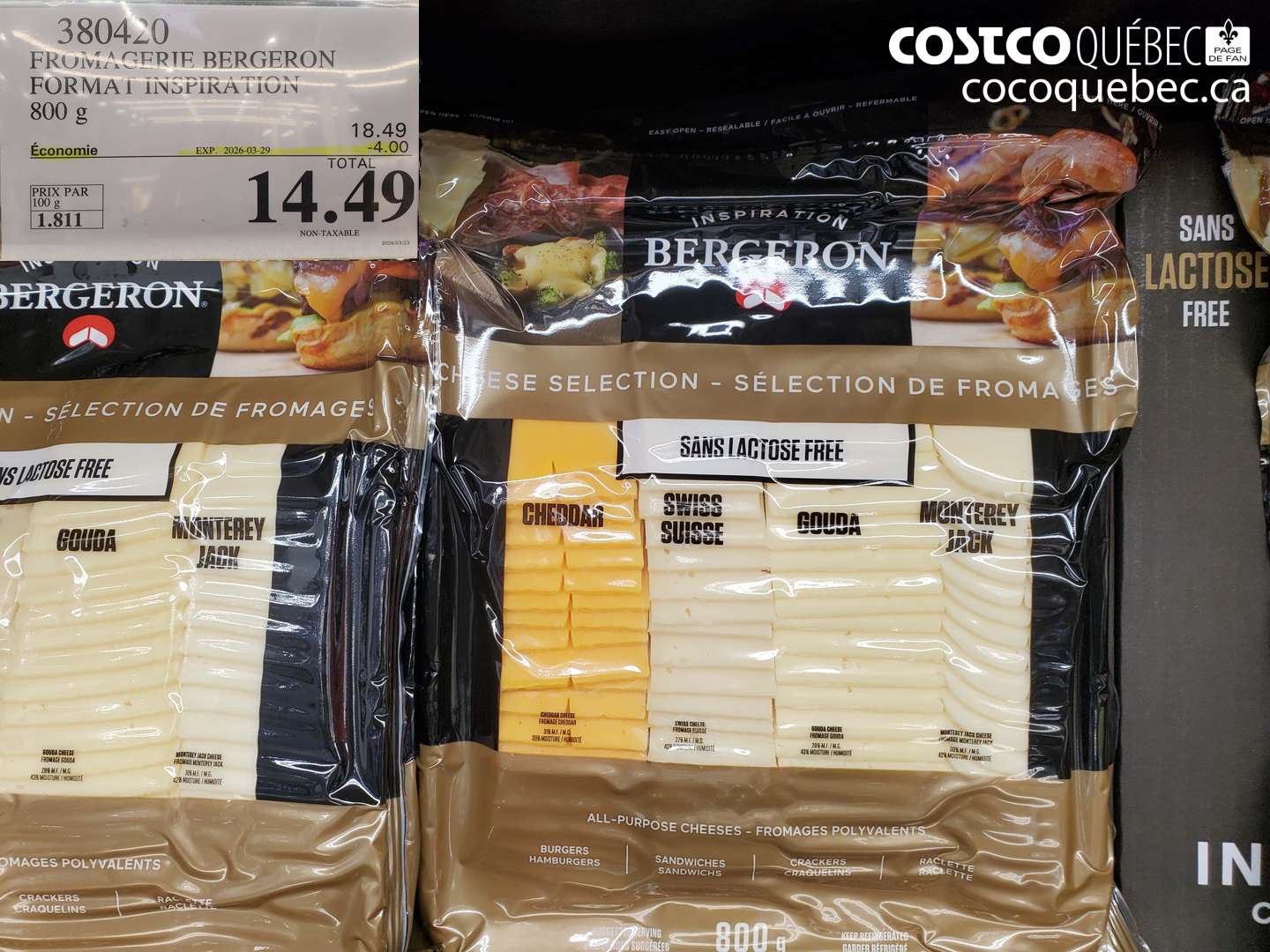 380420 FROMAGE BERGERON FORMAT INSPIRATION 800 G ($4.00 INSTANT SAVINGS EXPIRES ON 2026-03-29) $14.49
