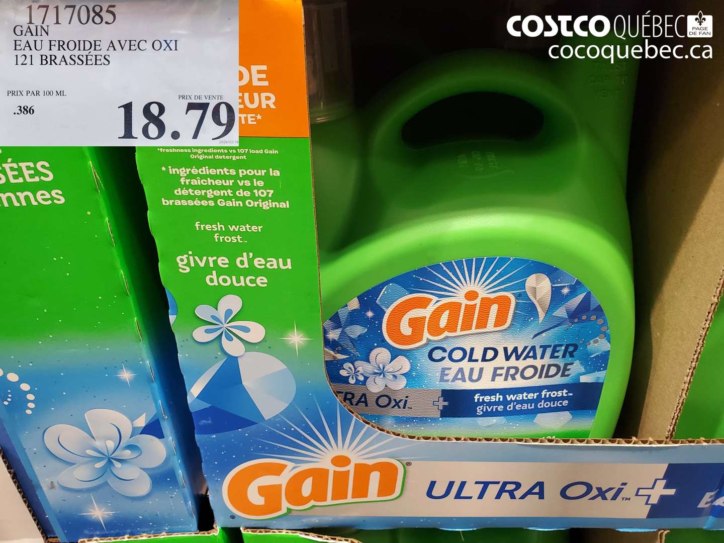 1717085 GAIN EAU FROIDE AVEC OXI 121 BRASSÉES $18.79