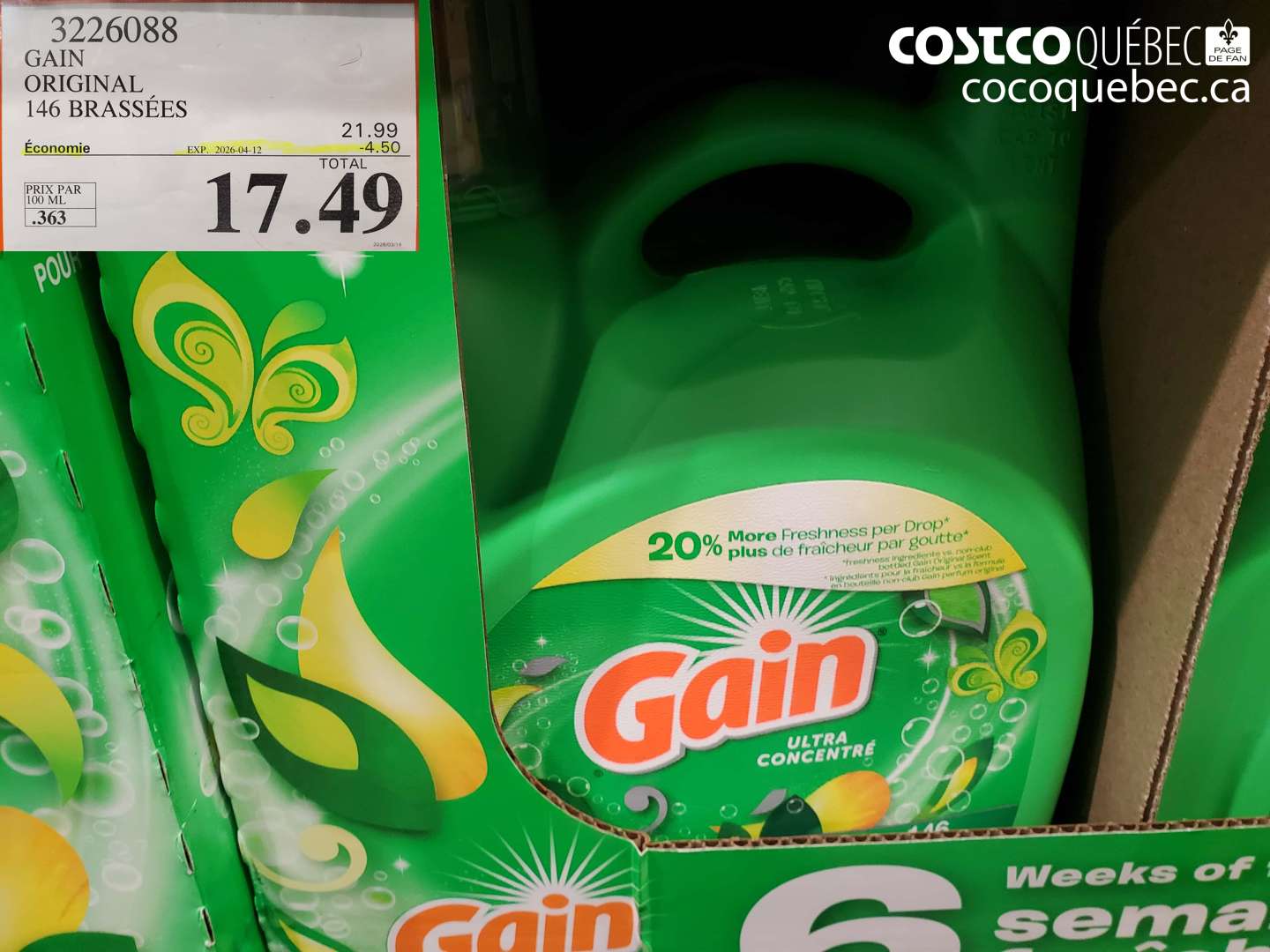 3226088 GAIN ORIGINAL 146 BRASSÉES ($4.50 INSTANT SAVINGS EXPIRES ON 2026-04-12) $17.49