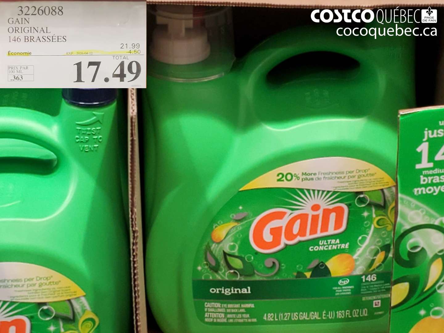 3226088 GAIN ORIGINAL 146 BRASSÉES ($4.50 INSTANT SAVINGS EXPIRES ON 2026-04-12) $17.49