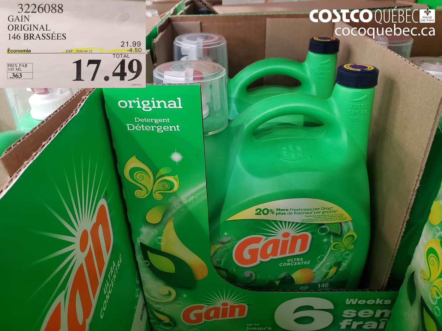 3226088 GAIN ORIGINAL 146 BRASSÉES ($4.50 INSTANT SAVINGS EXPIRES ON 2026-04-12) $17.49