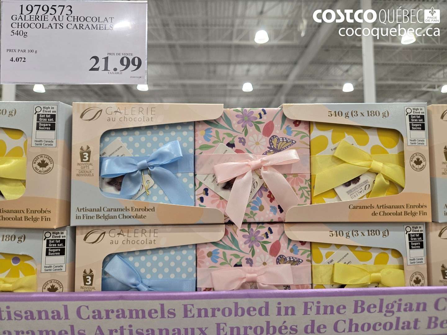 1979573 GALERIE AU CHOCOLAT CHOCOLATS CARAMELS 540G $21.99