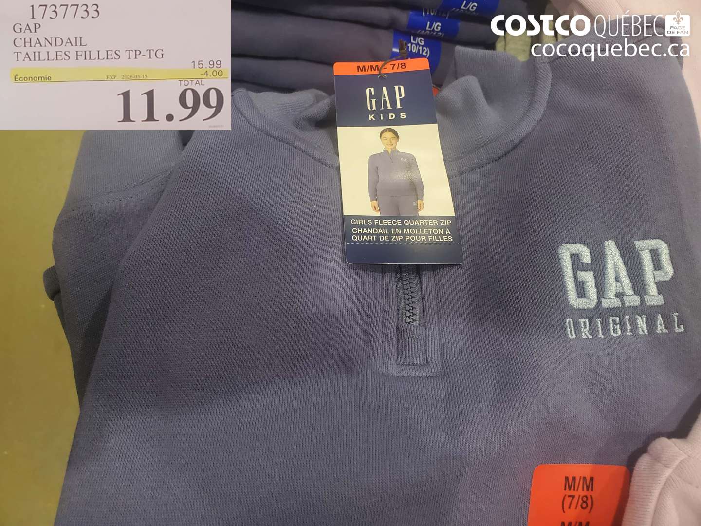 1737733 GAP CHANDAIL TAILLES FILLES TP-TG ($4.00 INSTANT SAVINGS EXPIRES ON 2026-03-15) $11.99