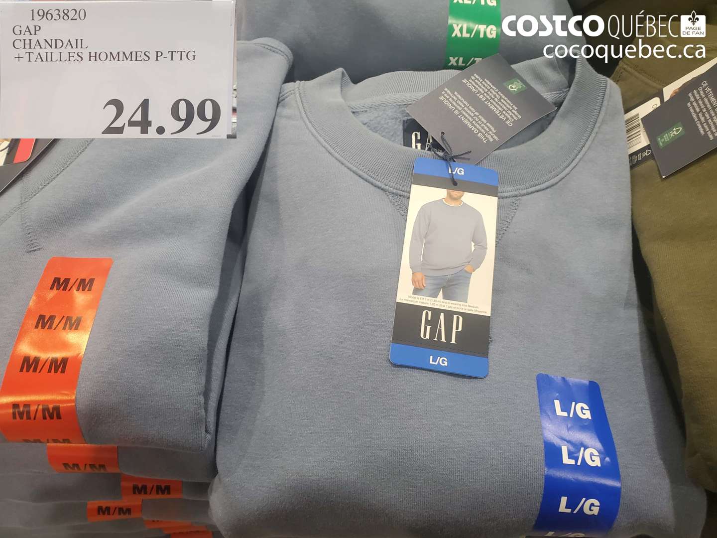 1963820 GAP CHANDAIL + TAILLES HOMMES P-PTG $24.99