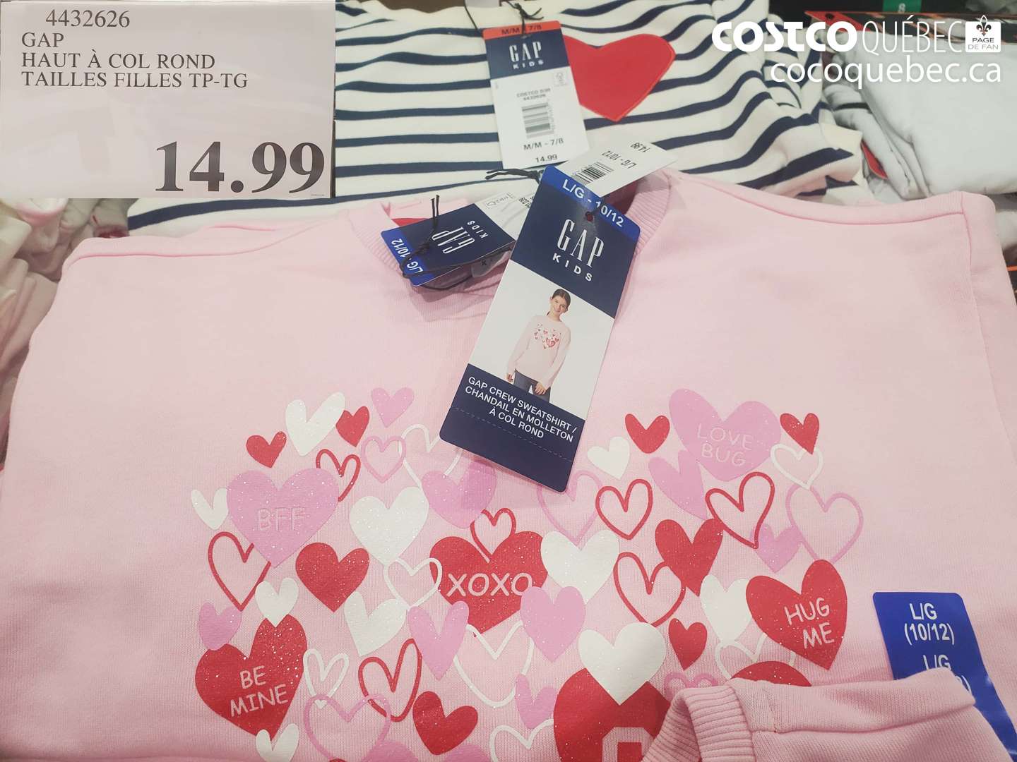 4432626 GAP HAUT À COL ROND TAILLES FILLES TP-TG $14.99