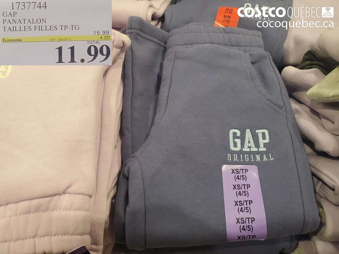 1737744 GAP PANTALON TAILLES FILLES TP-TG ($4.00 INSTANT SAVINGS EXPIRES ON 2026-03-15) $11.99