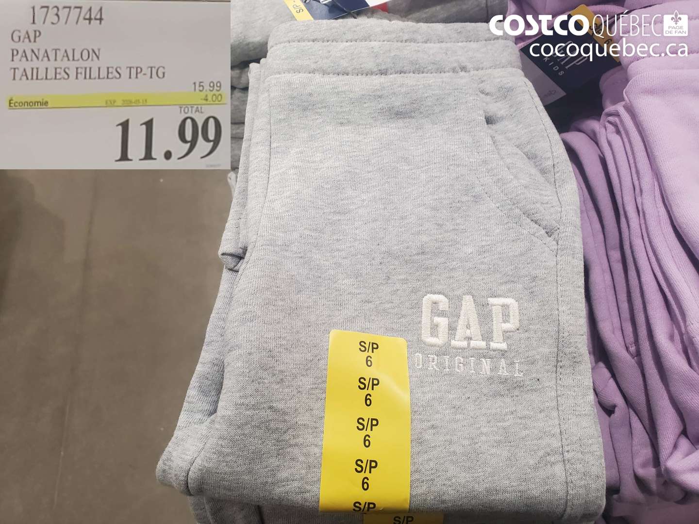 1737744 GAP PANTALON TAILLES FULLES TP-TG ($4.00 INSTANT SAVINGS EXPIRES ON 2026-03-15) $11.99