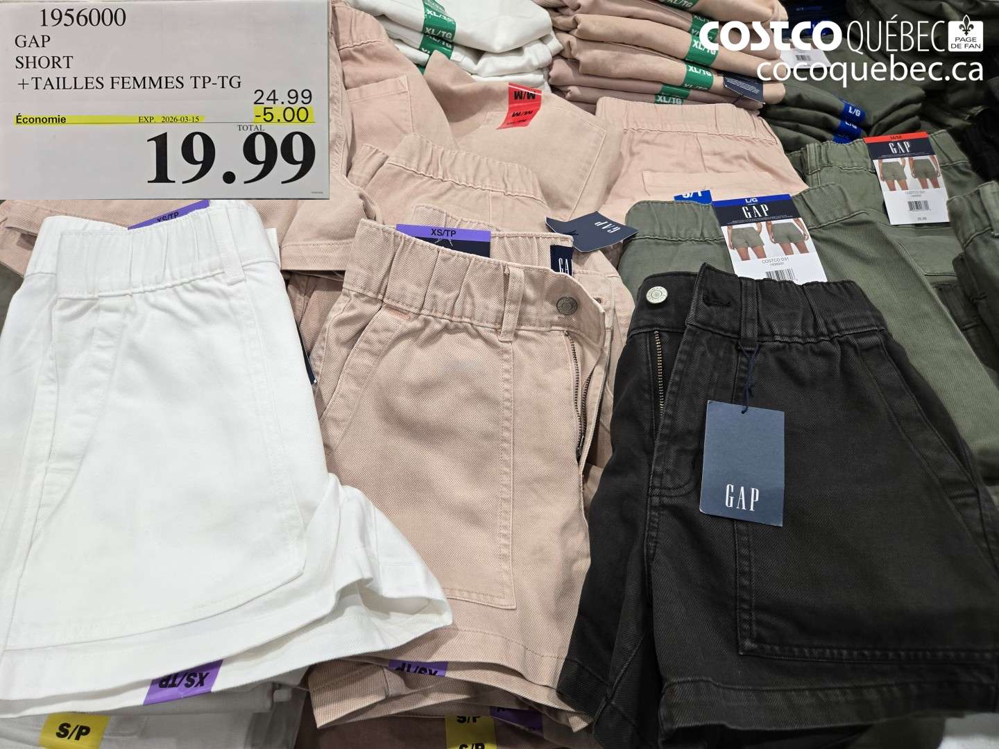 1956000 GAP SHORT + TAILLES FEMMES TP-TG ($5.00 INSTANT SAVINGS EXPIRES ON 2026-03-15) $19.99