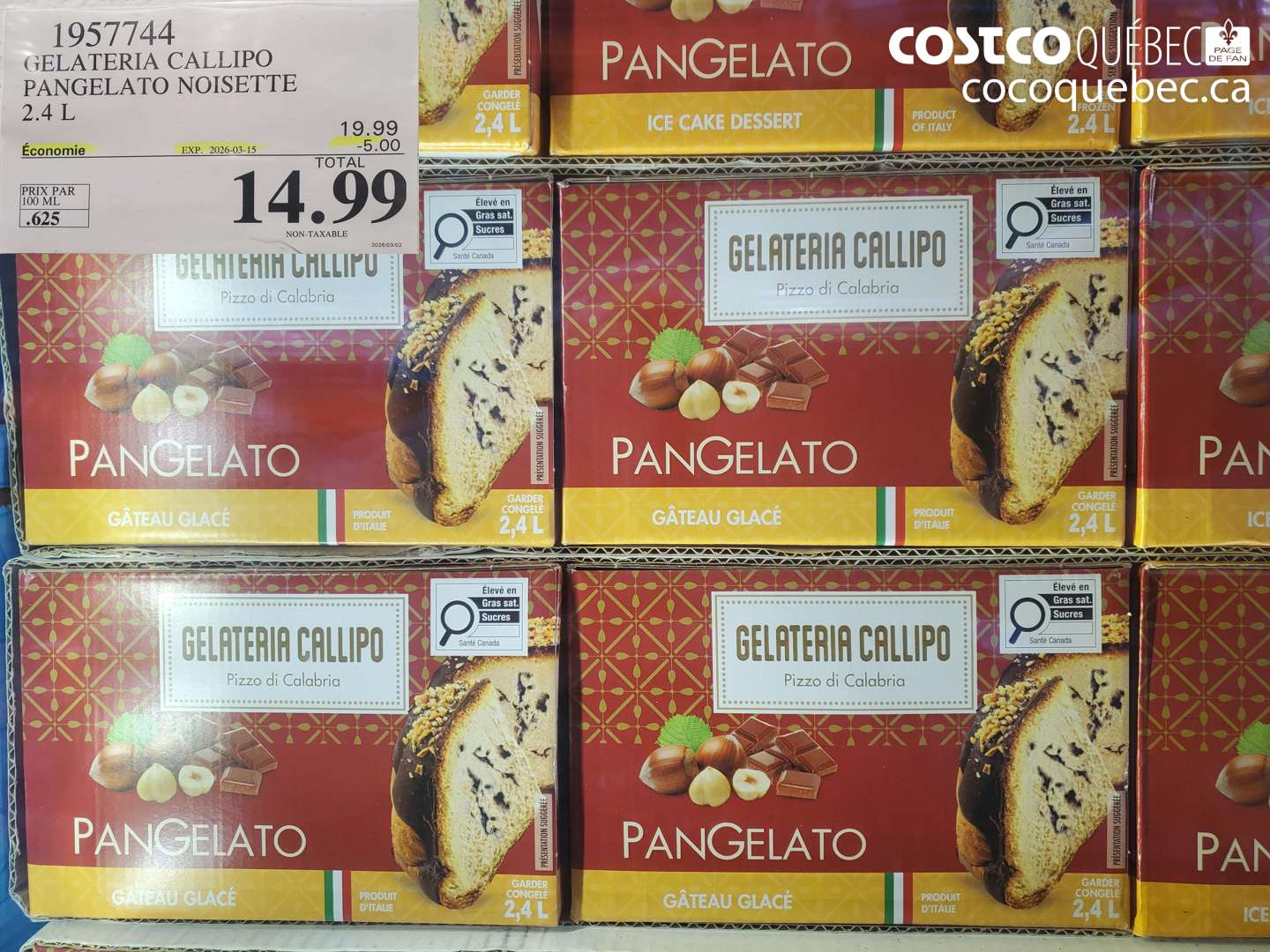 1957744 GELATERIA CALLIPO PANGELATO NOISETTE 2.4 L ($5.00 INSTANT SAVINGS EXPIRES ON 2026-03-15) $14.99