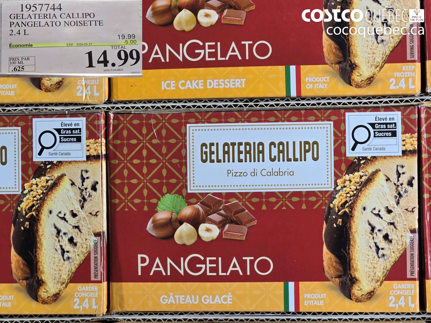 1957744 GELATERIA CALLIPO PANGELATO NOISETTE 2.4 L ($5.00 INSTANT SAVINGS EXPIRES ON 2026-03-15) $14.99