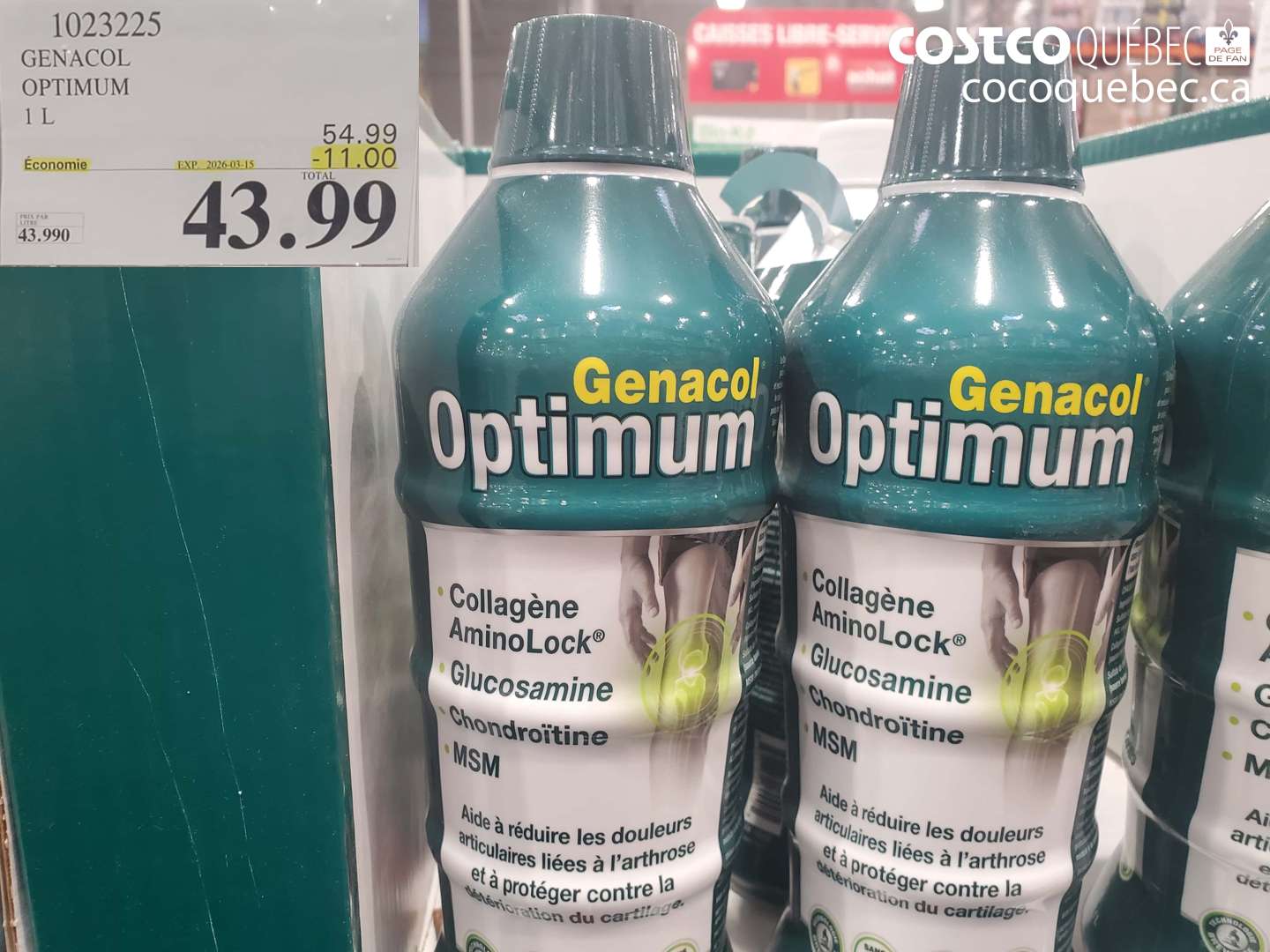 1023225 GENACOL OPTIMUM 1 L ($11.00 INSTANT SAVINGS EXPIRES ON 2026-03-15) $43.99