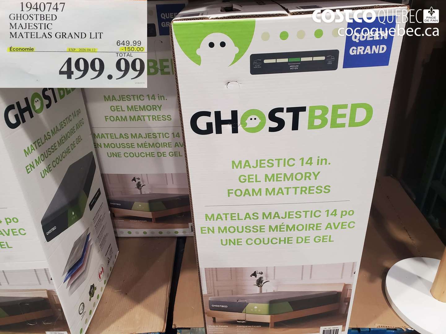 1940747 GHOSTBED MAJESTIC MATELAS GRAND LIT ($150.00 INSTANT SAVINGS EXPIRES ON 2026-04-12) $499.99