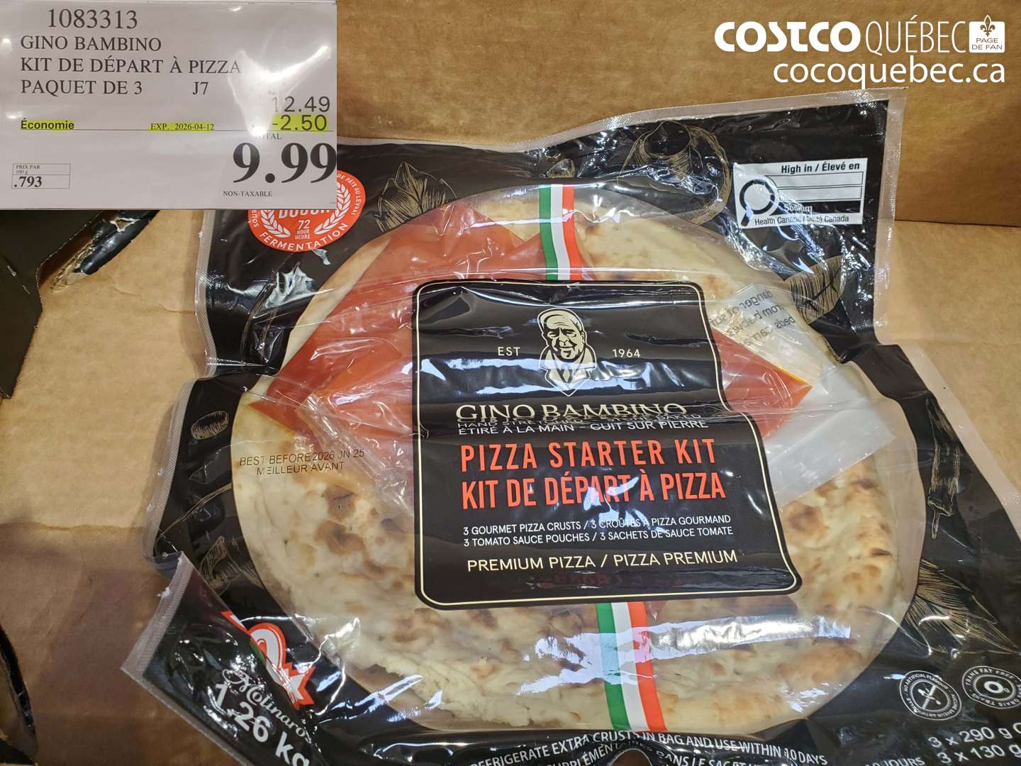 1083313 GINO BAMBINO KIT DE DÉPART À PIZZA PAQUET DE 3 ($2.50 INSTANT SAVINGS EXPIRES ON 2026-04-12) $9.99