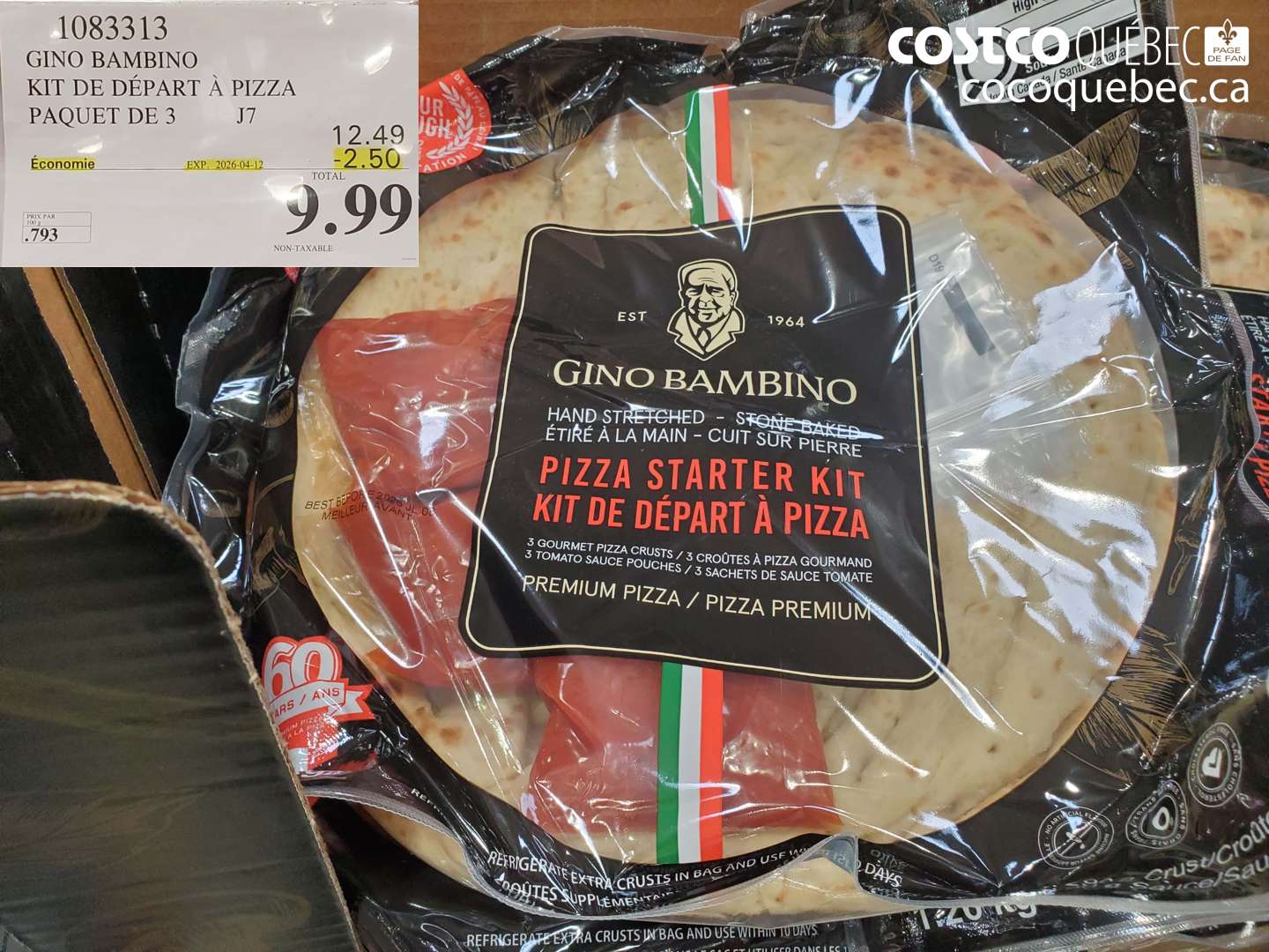 1083313 GINO BAMBINO KIT DE DÉPART À PIZZA PAQUET DE 3 ($2.50 INSTANT SAVINGS EXPIRES ON 2026-04-12) $9.99