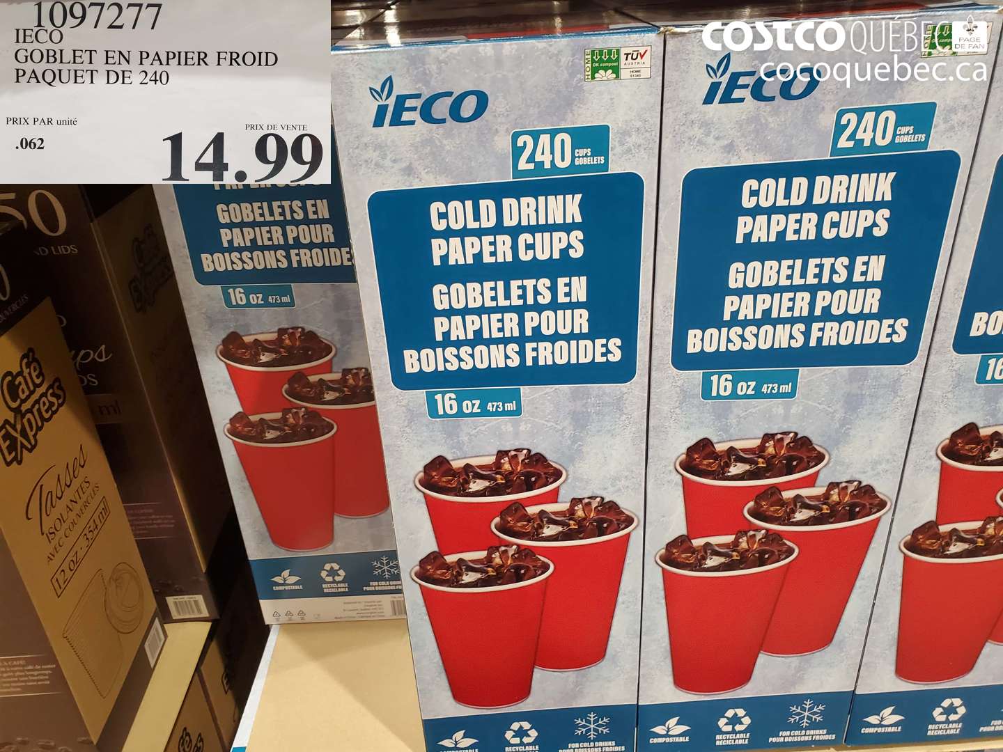 1097277 GOBLET EN PAPIER FROID PAQUET DE 240 $14.99