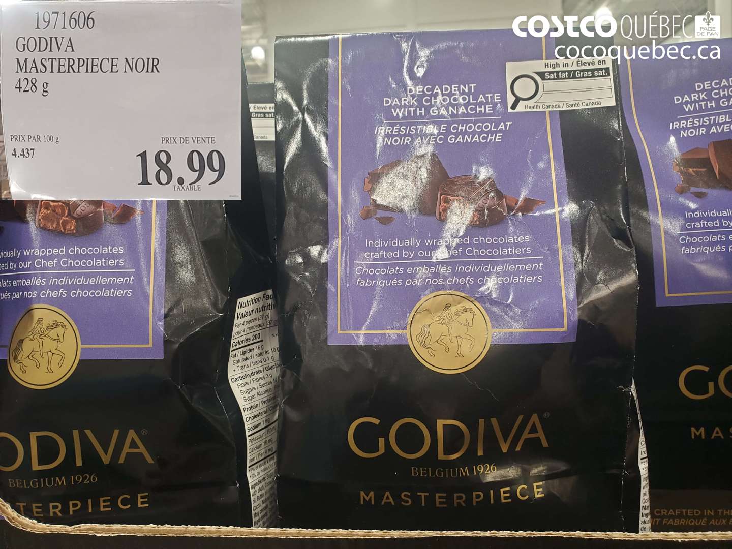1971606 GODIVA MASTERPIECE NOIR 428 G $18.99
