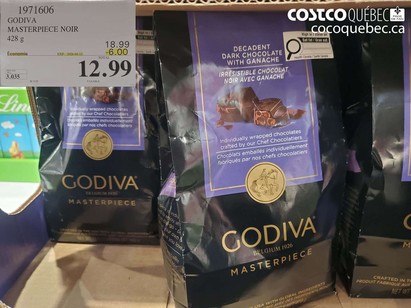 1971606 GODIVA MASTERPIECE NOIR 428 G ($6.00 INSTANT SAVINGS EXPIRES ON 2026-04-12) $12.99