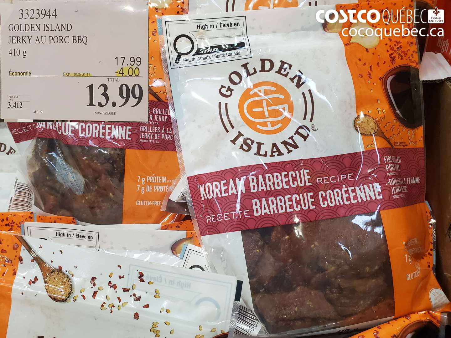 3323944 GOLDEN ISLAND JERKY AU PORC BBQ 410 g ($4.00 INSTANT SAVINGS EXPIRES ON 2026-04-12) $13.99