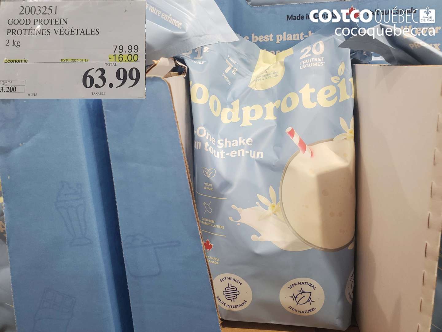 2003251 GOOD PROTEIN PROTÉINES VÉGÉTALES ($16.00 INSTANT SAVINGS EXPIRES ON 2026-03-15) $63.99