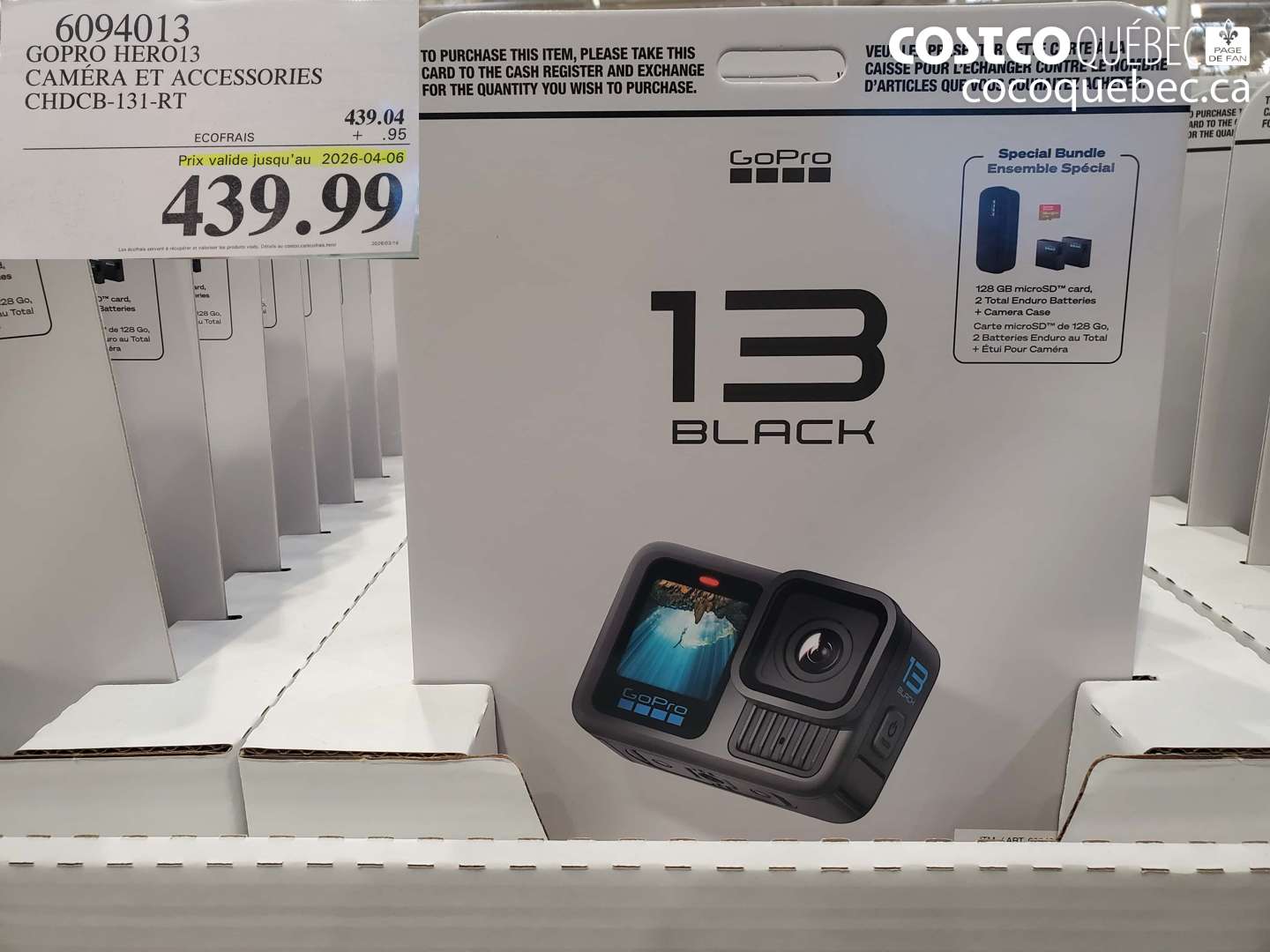 6094013 GOPRO HERO13 CAMÉRA ET ACCESSORIES CHDCB-131-RT (EXPIRES ON 2026-04-06) $439.99