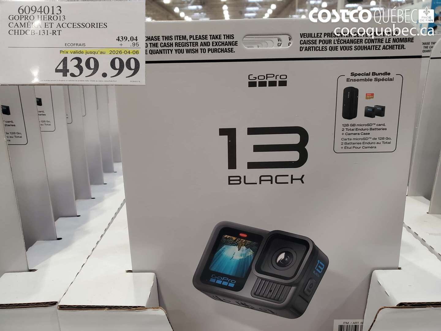 6094013 GOPRO HERO13 CAMÉRA ET ACCESSORIES CHDCB-131-RT (EXPIRES ON 2026-04-06) $439.99