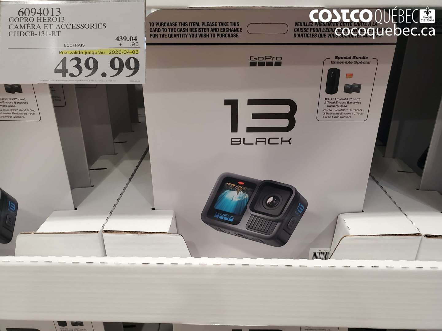 6094013 GOPRO HERO13 CAMÉRA ET ACCESSORIES CHDCB-131-RT (EXPIRES ON 2026-04-06) $439.99