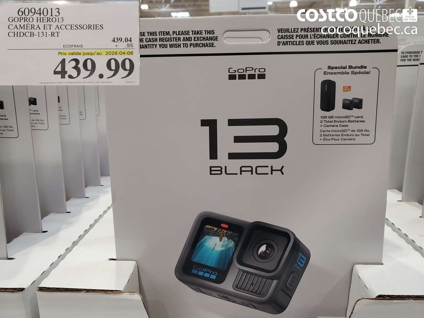 6094013 GOPRO HERO13 CAMÉRA ET ACCESSORIES CHDCB-131-RT (EXPIRES ON 2026-04-06) $439.99