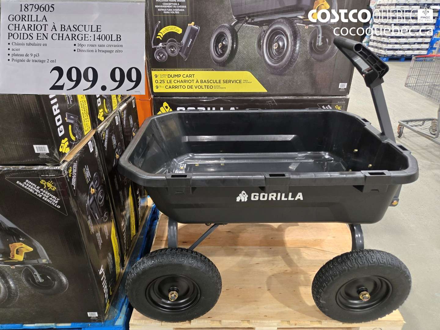 1879605 GORILLA CHARIOT À BASCULE POIDS EN CHARGE:1400LB $299.99