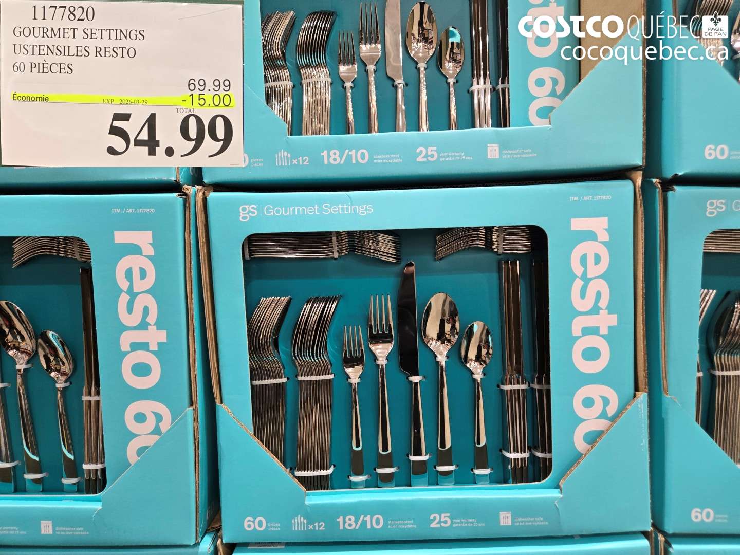 1177820 GOURMET SETTINGS UTENSILES RESTO 60 PIECES ($15.00 INSTANT SAVINGS EXPIRES ON 2026-03-29) $54.99