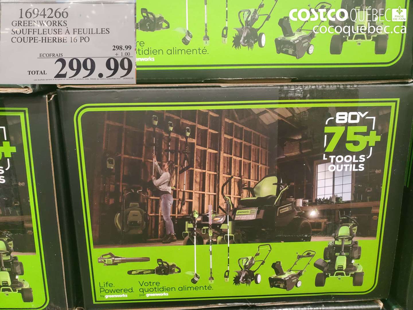 1694266 GREENWORKS SOUFFLEUSE À FEUILLES COUPE-HERBE 16 PO $299.99