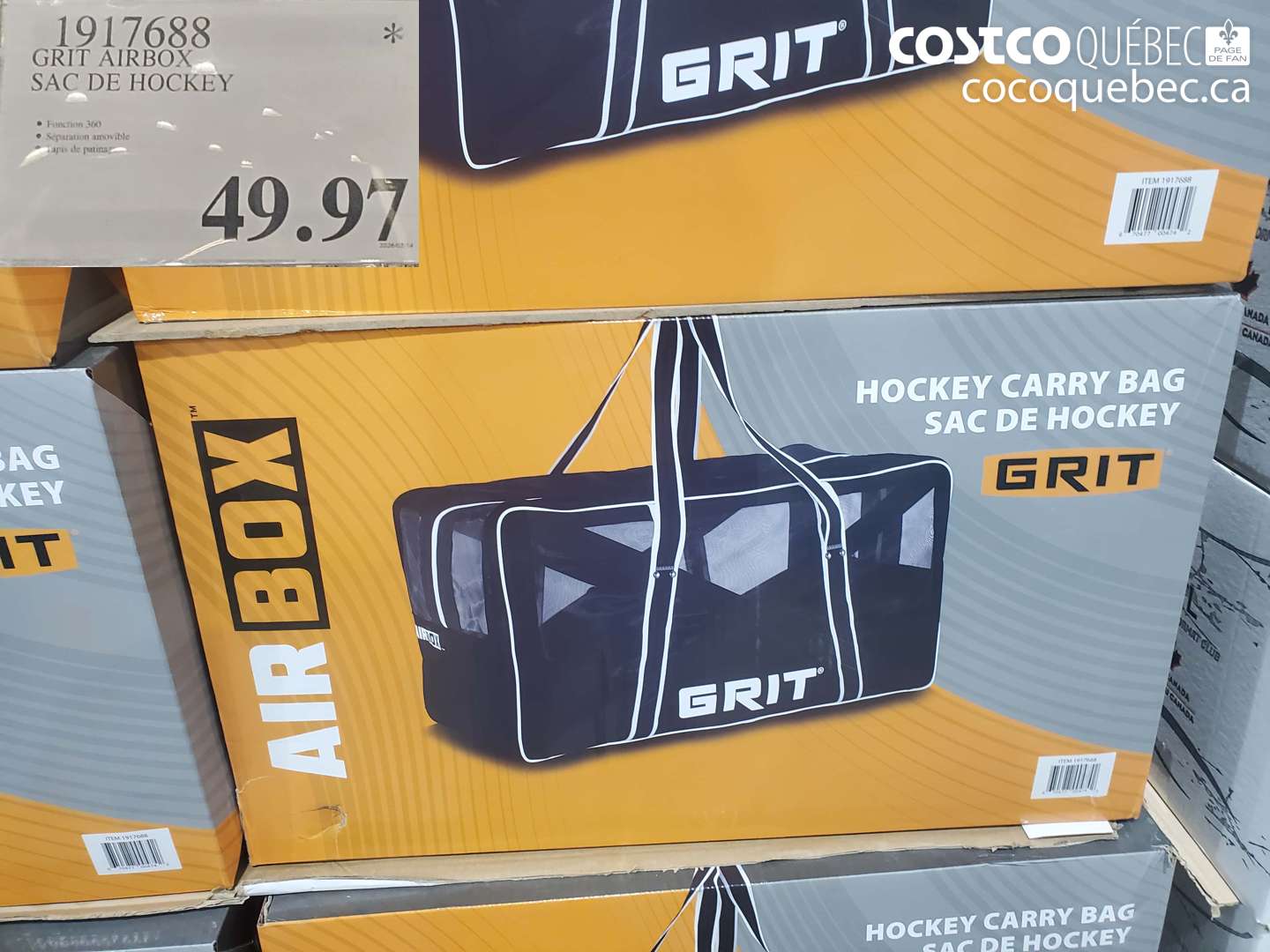 1917688 GRIT AIRBOX SAC DE HOCKEY $49.97