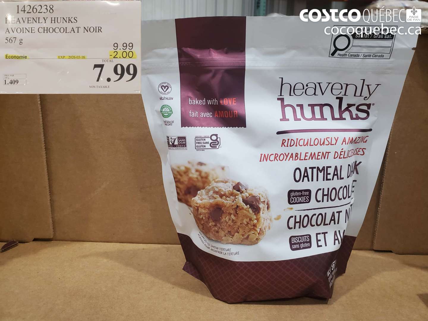 1426238 HEAVENLY HUNKS AVOINE CHOCOLAT NOIR ($2.00 INSTANT SAVINGS EXPIRES ON 2026-03-16) $7.99