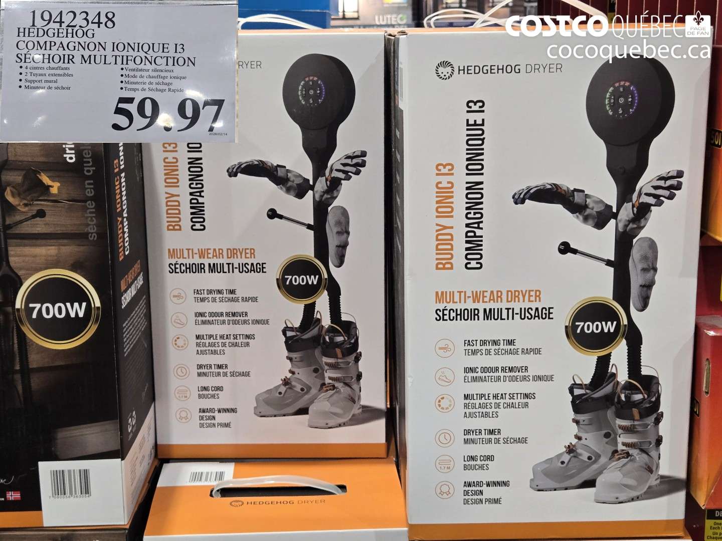 1942348 HEDGEHOG COMPAGNON IONIQUE 13 SÉCHOIR MULTIFONCTION $59.97