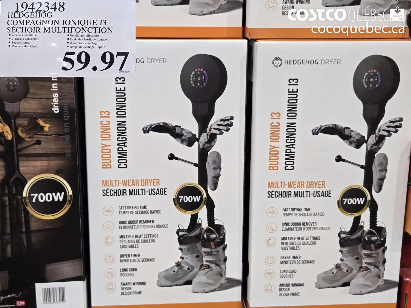 1942348 HEDGEHOG COMPAGNON IONIQUE 13 SÉCHOIR MULTIFONCTION $59.97