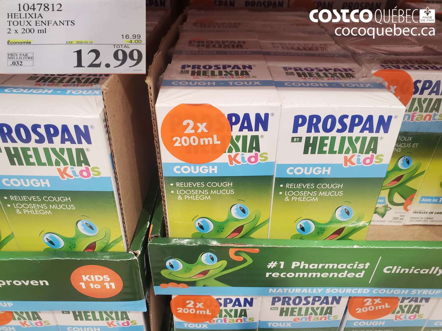 1047812 HELIXIA TOUX ENFANTS 2 X 200 ML ($4.00 INSTANT SAVINGS EXPIRES ON 2026-03-15) $12.99