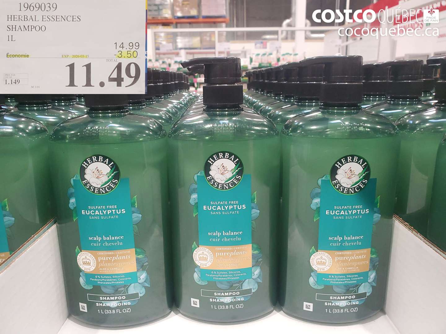 1969039 HERBAL ESSENCES SHAMPOO 1L ($3.50 INSTANT SAVINGS EXPIRES ON 2026-03-15) $11.49