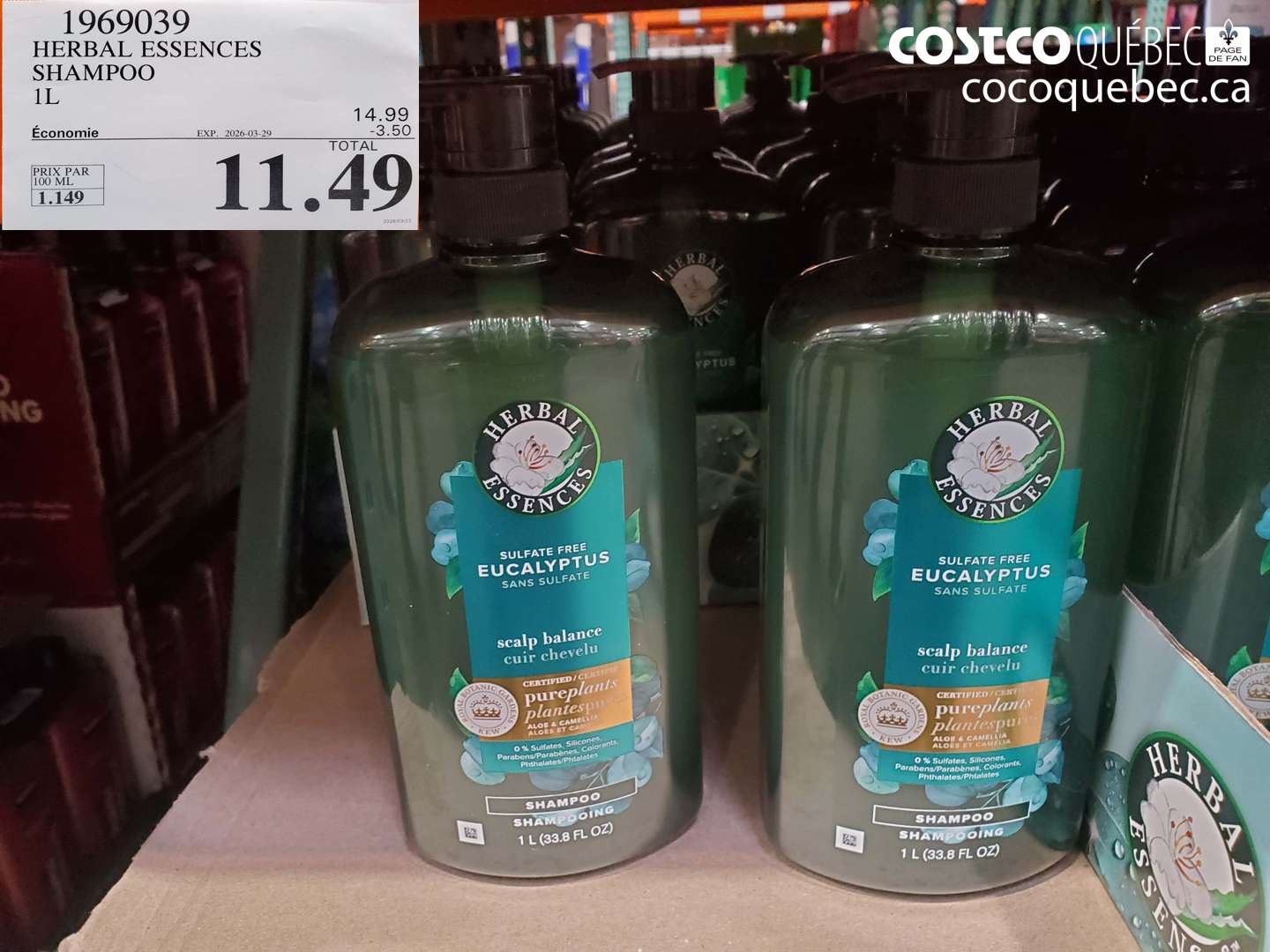1969039 HERBAL ESSENCES SHAMPOO 1L ($3.50 INSTANT SAVINGS EXPIRES ON 2026-03-29) $11.49
